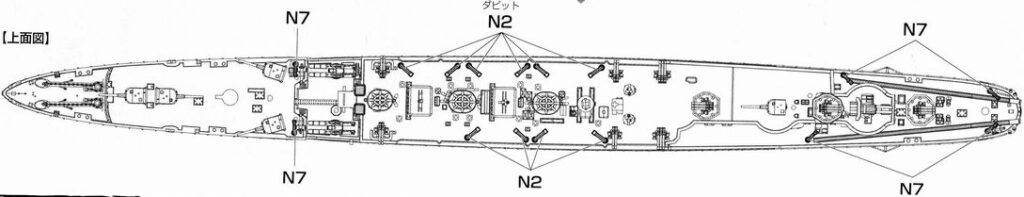 多摩（フジミ、艦NEXT、1/700）の組立説明書　ダビット