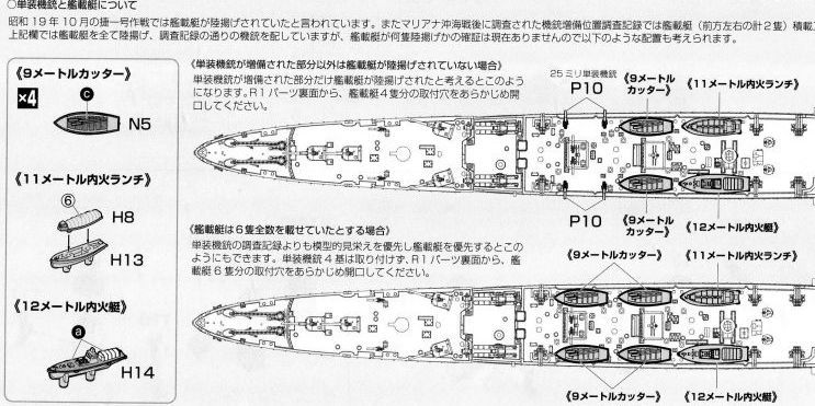多摩（フジミ、艦NEXT、1/700）の組立説明書　艦載艇